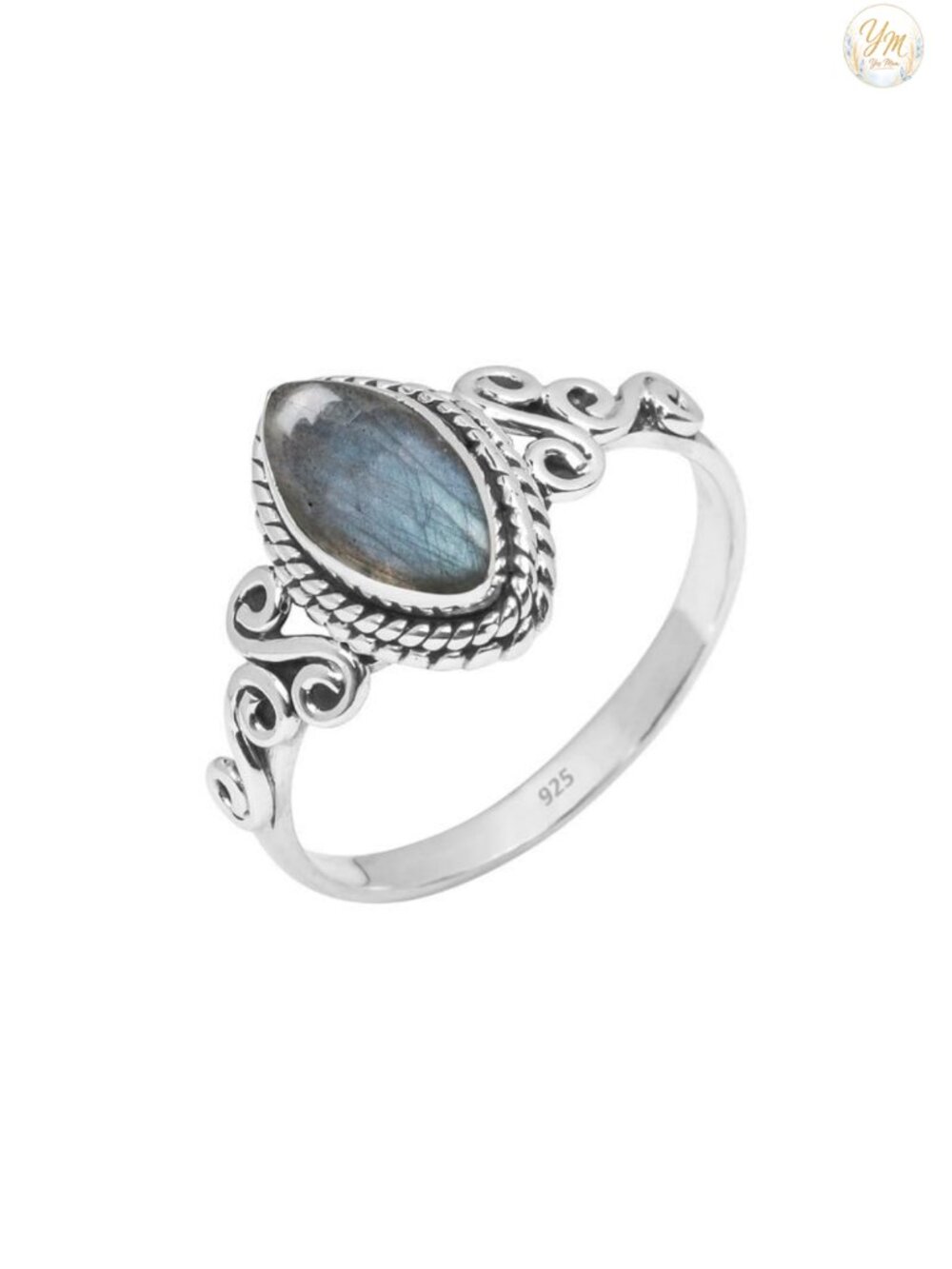 Labradorite Statement Ring 925 Sterling Silver Boho Promise Gift
